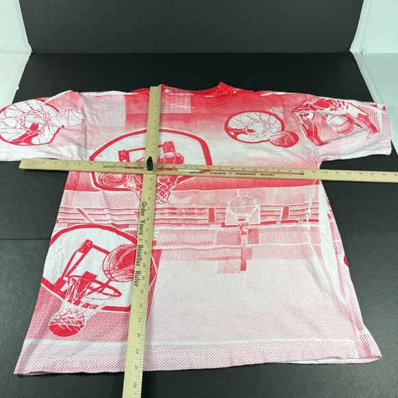 VTG 1992 NBA Champs Chicago Bulls AOP Shirt Extra Large White Red Single Stitch - Picture 9 of 11